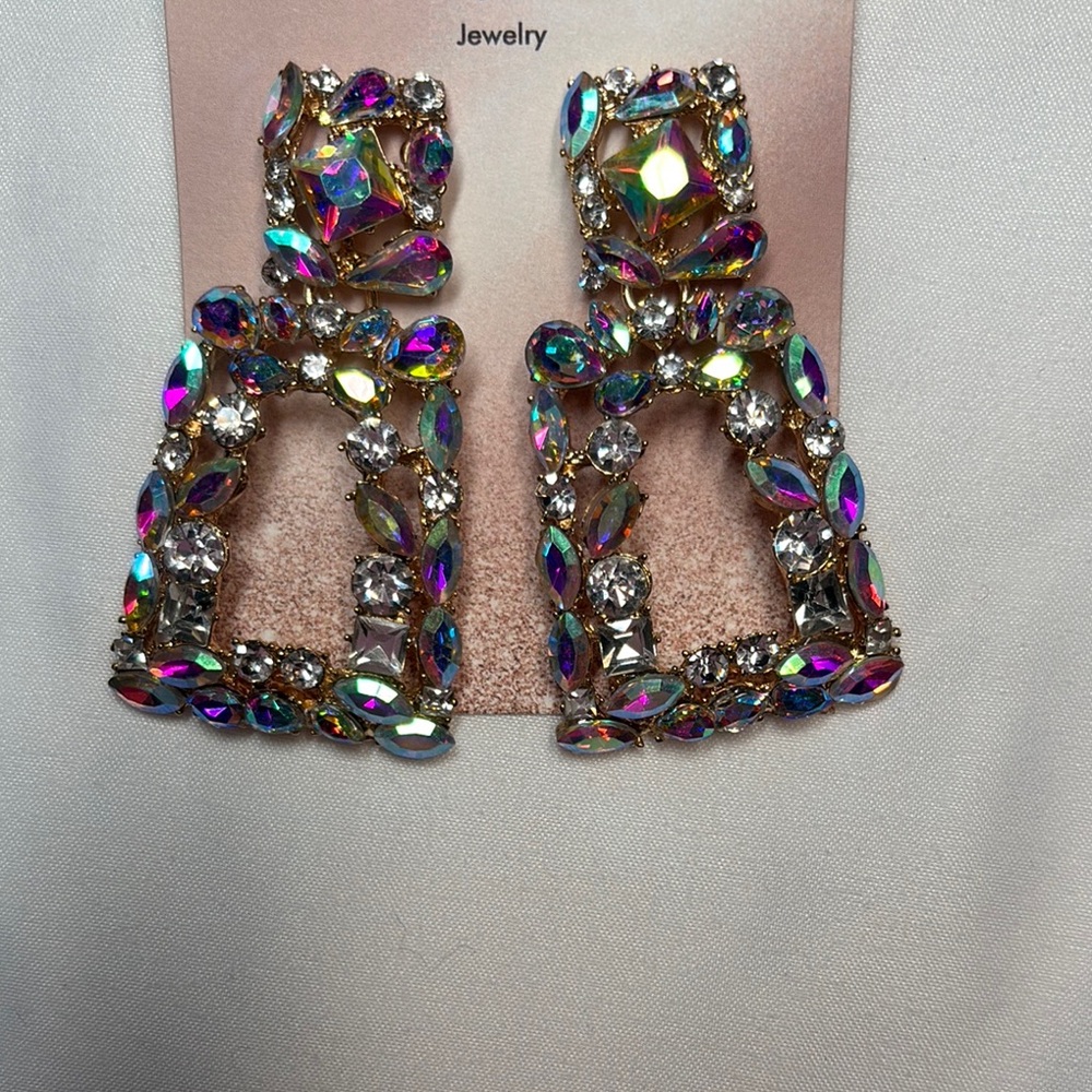 Multicolor Bedazzled Crystal Statement Earrings
